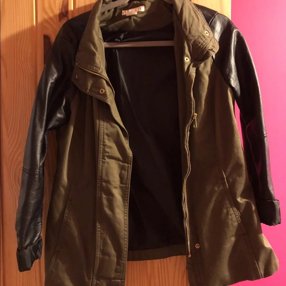 FAUX LEATHER ARMY JACKET